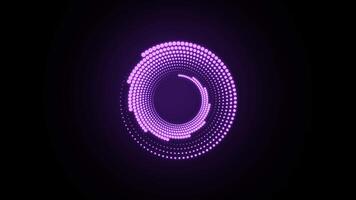 Glowing purple light ring. Futuristic loading circles and dots animation. Purple loading animation of progressing. Purple neon lights. Transparent background with alpha channel video