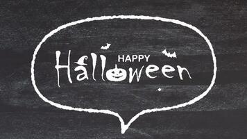 Happy Halloween text write on chalkboard animation cinematic title video