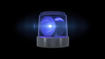 Loop blue warning light with flare and alpha channel video