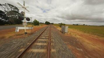 Empty railway tracks. from the FPV drone. video