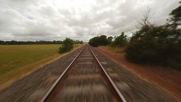 Empty railway tracks. from the FPV drone. video