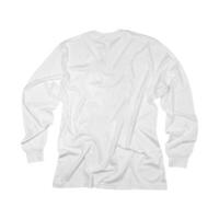 Blank white long sleeve t shirt mockup, front and back view, isolated on clean background with clipping path. Long sleeve flatlay Template for design and print. photo