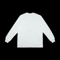 Blank white long sleeve t shirt mockup, front and back view, isolated on clean background with clipping path. Long sleeve flatlay Template for design and print. photo