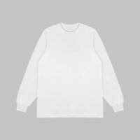 Blank white long sleeve t shirt mockup, front and back view, isolated on clean background with clipping path. Long sleeve flatlay Template for design and print. photo