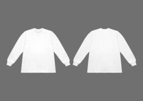 Blank white long sleeve t shirt mockup, front and back view, isolated on clean background with clipping path. Long sleeve flatlay Template for design and print. photo