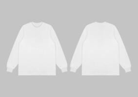 Blank white long sleeve t shirt mockup, front and back view, isolated on clean background with clipping path. Long sleeve flatlay Template for design and print. photo