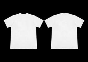 Blank t-shirt white template front and back view on clean background. Short Sleeve mock-up photo