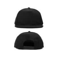 Black snapback caps mockup on a clean background, front and back side. photo