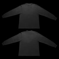 Blank black long sleeve t shirt front and back mockup, isolated on clean background with clipping path. Long sleeve flatlay Template for design and print. photo