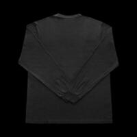 Blank black long sleeve t shirt front and back mockup, isolated on clean background with clipping path. Long sleeve flatlay Template for design and print. photo