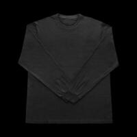 Blank black long sleeve t shirt front and back mockup, isolated on clean background with clipping path. Long sleeve flatlay Template for design and print. photo