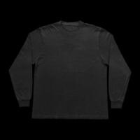 Blank black long sleeve t shirt front and back mockup, isolated on clean background with clipping path. Long sleeve flatlay Template for design and print. photo