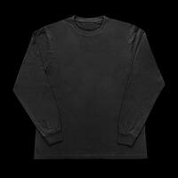 Blank black long sleeve t shirt front and back mockup, isolated on clean background with clipping path. Long sleeve flatlay Template for design and print. photo