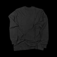 Blank black long sleeve t shirt front and back mockup, isolated on clean background with clipping path. Long sleeve flatlay Template for design and print. photo