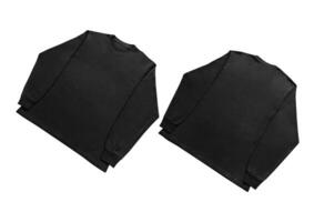 Blank black long sleeve t shirt front and back mockup, isolated on clean background with clipping path. Long sleeve flatlay Template for design and print. photo