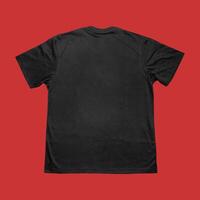 Blank t-shirt black template front and back view on clean background. Short Sleeve mock-up photo