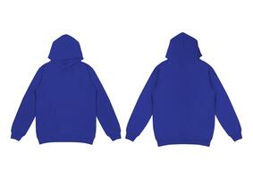 Template blank flat blue hoodie. Hoodie sweatshirt with long sleeve flatlay mockup. for design and print. Hoody front and back top view isolated on white background photo