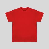 Blank t-shirt red template front and back view. Short Sleeve mock-up photo