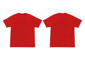 Blank t-shirt red template front and back view. Short Sleeve mock-up photo