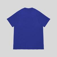 Blank t-shirt blue template front and back view. Short Sleeve mock-up photo