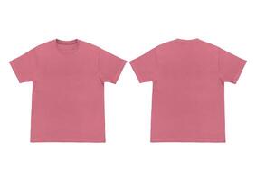 Blank t-shirt Pink template front and back view. Short Sleeve mock-up photo