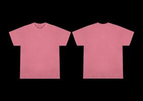 Blank t-shirt Pink template front and back view. Short Sleeve mock-up photo