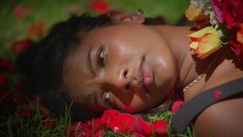 A Serene and Beautiful Scene Adorned with Colorful Petals in the Embrace of Nature video