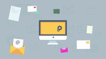 Computer Monitor Surrounded by Various Email Animation video