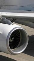 A CloseUp view of an Aircraft Engine Turbine highlighting its intricate design and parts video
