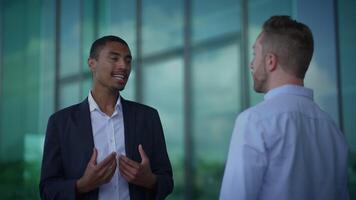 An InDepth Professional Networking Conversation Taking Place Between Two Successful Businessmen video