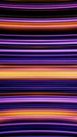 Abstract futuristic orange and purple neon bended lines shimmering on black background, motion graphic design. Animation. Curved 3d flowing horizontal waves, seamless loop. video