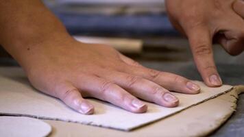 Engaging in Creative Handcrafting with Clay within a Dedicated Art Studio Environment. Stock Clip video