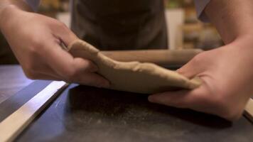 Artisan Dough Preparation in a Professional Culinary Setting for HighQuality Baking and Cooking. Stock Clip video