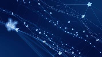 Motion graphic of Blue digital money icon network connection abstract background concept seamless loop video