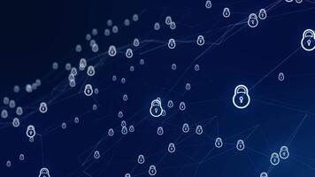Motion graphic of Blue security icon network connection abstract background concept seamless loop video