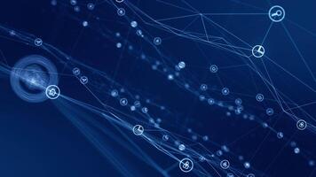 Motion graphic of Blue technology icon network connection abstract background concept seamless loop video