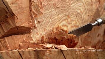 The Art of Craftsmanship in Woodworking Exploring Intricate and Detailed Chisel Work. Stock Clip video