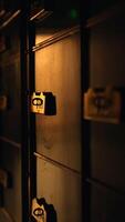 Elegant Lockers Enhanced by Warm, Inviting Lighting in a Visually Appealing Minimalist Setting video