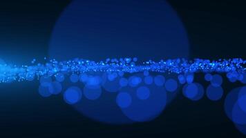 Flying and chaotically moving blue particles. Bokeh particles. Abstract animation. video