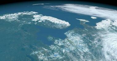 White Sea in planet earth, aerial view from outer space video