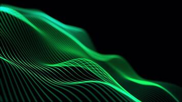 Serene Green Particle Waves Floating on a Rich, Black Background for a Minimalist Look video