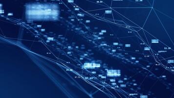 Motion graphic of Blue technology icon network connection abstract background concept seamless loop video