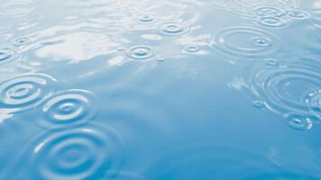 Blue water and raindrops, water surface background, 3d rendering. video