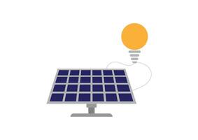 Solar panel with the light bulb isolated on a white background. vector