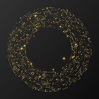 Abstract gold glowing dotted background. Gold glitter pattern in circle form. Circle halftone dots. illustration vector