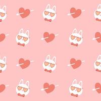 A pattern with bunny ears and hearts on a pink background vector