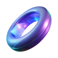 Abstract 3D Render Glowing Torus with Gemstone png