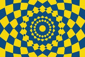 Distorted surface. Chess background with distortion. Optical illusion banner. Op art backdrop. illustration. Checkered curved pattern. vector