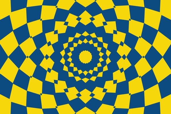 Distorted surface. Chess background with distortion. Optical illusion banner. Op art backdrop. illustration. Checkered curved pattern.