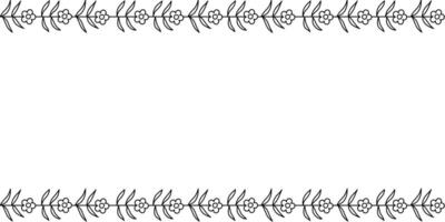 simple cute outline flowers seamless frame, greeting card with season elements, flat outline isolated on white background. vector